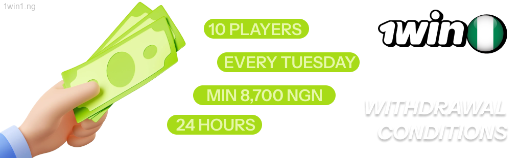 The 1win withdrawals are carried out every Tuesday