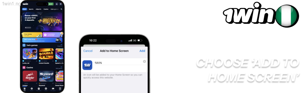 In the Safari settings menu, choose ‘Add 1win to Home Screen’