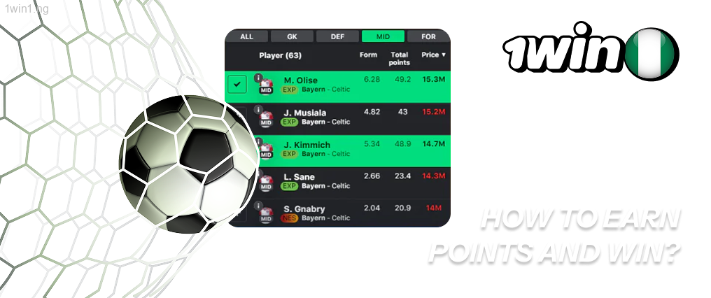 Points and win in 1win Fantasy Sports