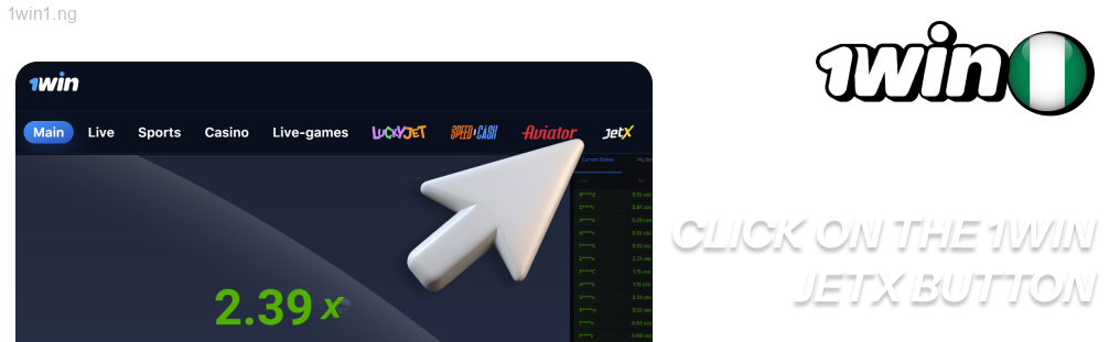 Click on the 1win JetX button