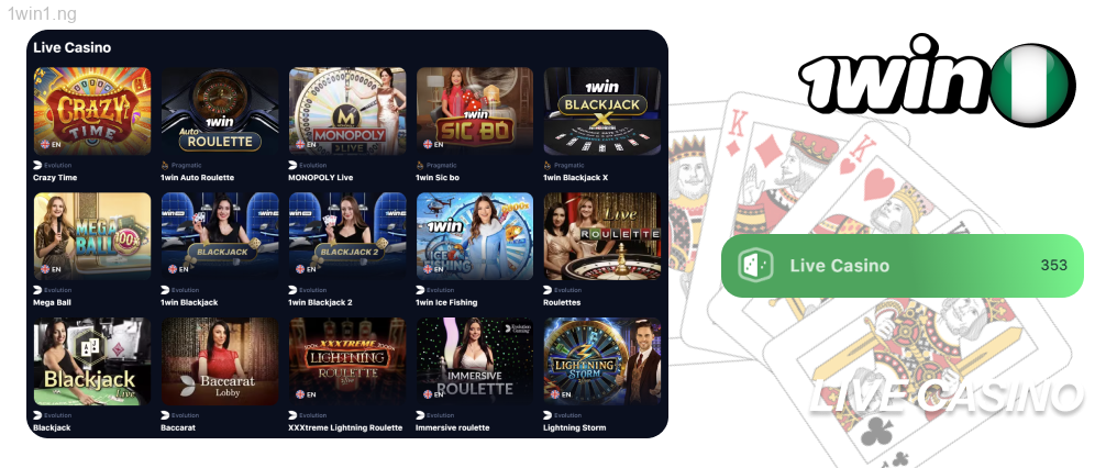 In the live category, accessible from the top menu, players can find over 740 real-time games