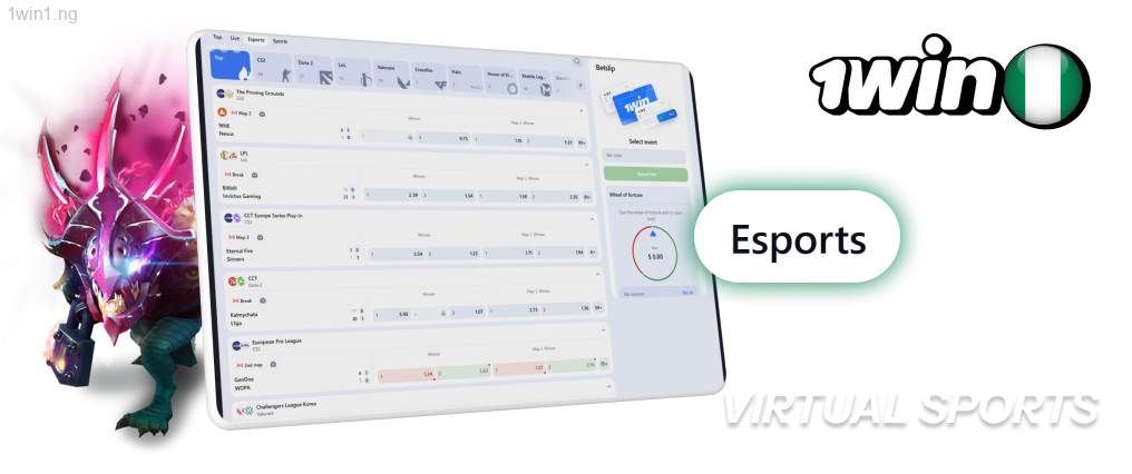 1win features esports, covering dozens of matches