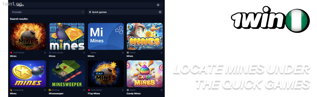 Locate Mines under the 1win Quick Games