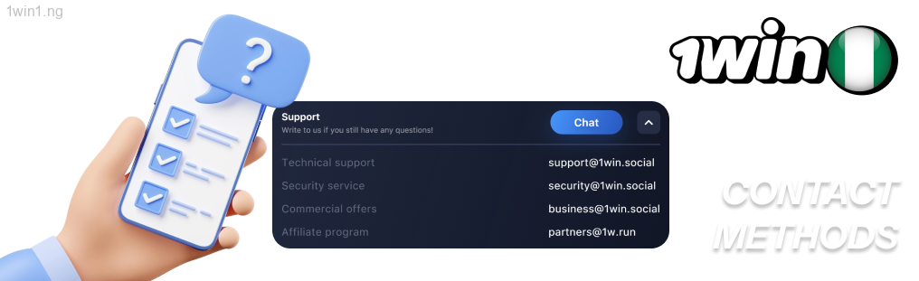 1win offers several ways for players in Nigeria to reach out for support